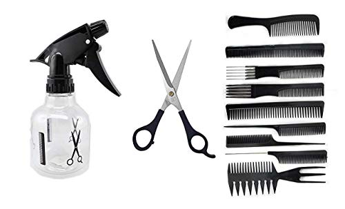 Product Cover Focus Combo of Saloon Accessories Includes Water Spray Bottle Comb Set with Hair Cutting Scissor (Pack of 1)