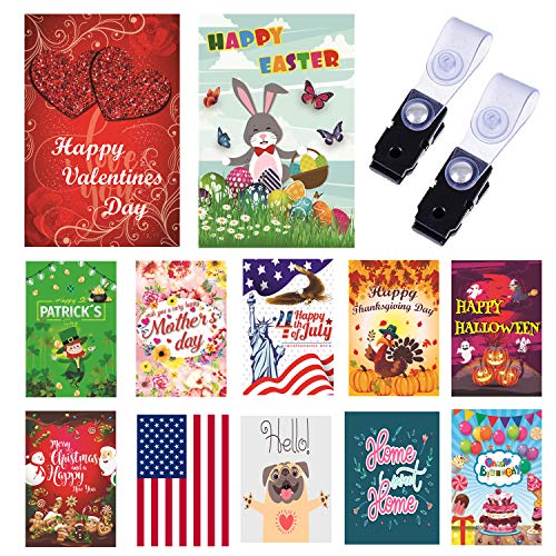 Product Cover Yileqi Seasonal Garden Flags Set of 12 with Anti-Wind Clip and Packed in a Ziploc Storage Bags, Double Sided 12x18 Prime Designed in USA Fade Resistant Yard Flags - Valentines Day Holiday Garden Flag
