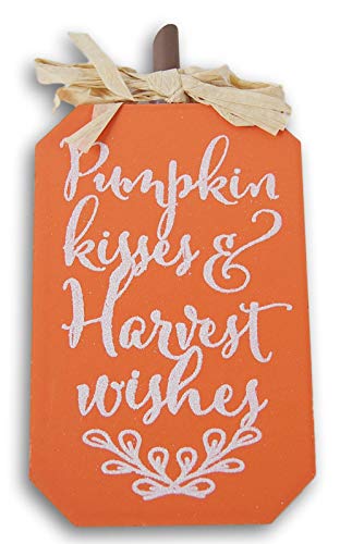 Product Cover Fantastic Fall Miniature Autumn Wooden Decor Sign - ''Pumpkin Kisses and Harvest Wishes'' - 3.5 x 5.25 Inches