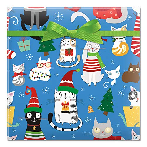 Product Cover CURRENT Christmas Cats Jumbo Rolled Wrap - 1 Giant Roll, 23 Inches Wide by 35 feet Long, Heavyweight, Tear-Resistant, Holiday Wrapping Paper