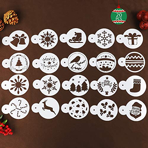 Product Cover BAKHUK 20 Plastic Christmas Cookie Stencil Set, Cookie Cutter Embossing Mold, Suitable for Christmas Cookie Cake Decoration