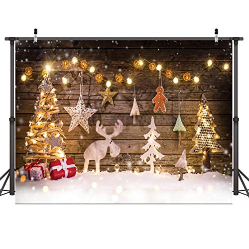 Product Cover Dudaacvt 7x5ft Christmas Backdrops Winter Snow Photography Back Drop Christmas Deer Bokeh Stars Backgrounds Holiday Children Photo Professional Photography StudioD215