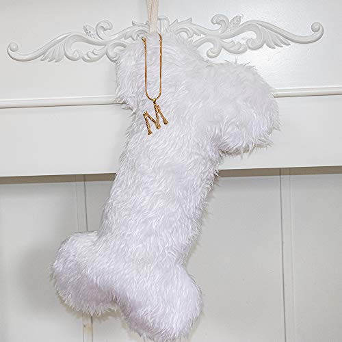 Product Cover Beyond Your Thoughts 2019 Personalized（A-Z） New Pet Dog Christmas Stockings Durable Christmas Ornament Bag for Family Decorations White