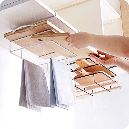 Product Cover Tradevast Cabinet Chopping Board Storage Rack Wall-Mounted Cutting Board Rack Kitchen Storage Holder - White (White)