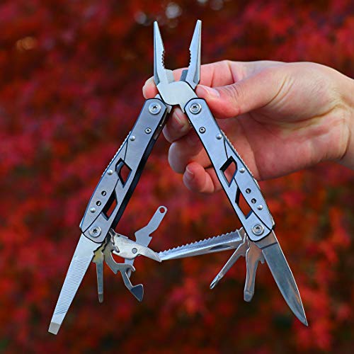 Product Cover TOOLMOOM Multitool Pliers with Durable Nylon Sheath - 12 in 1 Stainless Steel Multi tool for Outdoor (Silver)