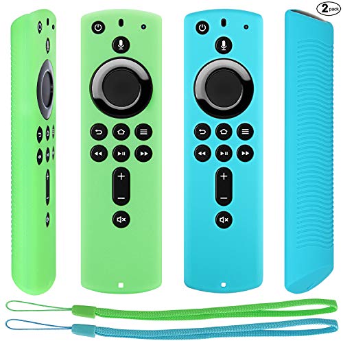 Product Cover Pinowu Remote Cover for Fire TV Stick 4K Compatible with All-New 2nd Gen Alexa Voice Remote Control Cover (2 Pack: Turquoise and Green)