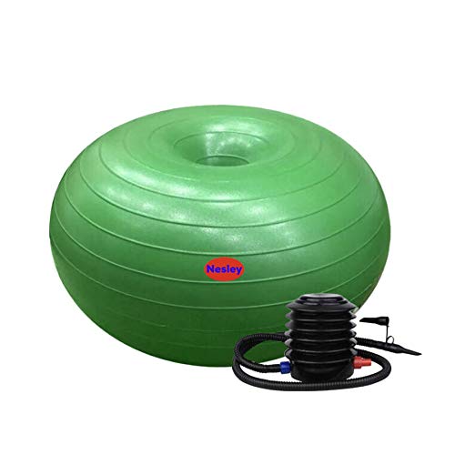 Product Cover Nesley Inflatable Donut Ball with Foot Pump, 50cm Diameter x 28cm Height,Flexible Seating Classroom Furniture,Exercise Ball for at The Gym or Home,Great for Yoga Ball,Chair and Kids Balance on Balls