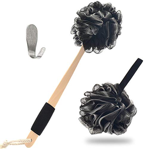 Product Cover YOOVE Loofah Back Scrubber with Bamboo Charcoal | Loofah Sponge with Long Handle for Shower | Exfoliating Luffa Bath Sponge for Body & Back