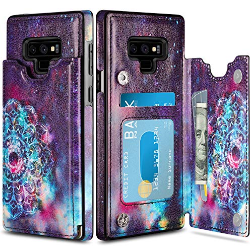 Product Cover HianDier Wallet Case for Galaxy Note 9, Slim Protective Case with Credit Card Slot Holder Flip Folio Soft PU Leather Magnetic Closure Cover Case Compatible with Samsung Galaxy Note 9, Mandala
