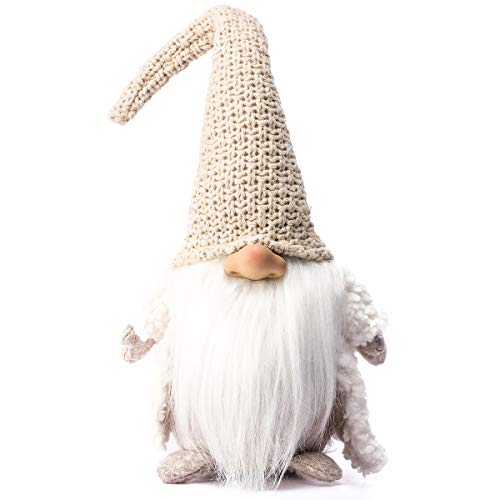 Product Cover Funoasis Holiday Gnome Handmade Swedish Tomte, Christmas Elf Decoration Ornaments Thanks Giving Day Gifts Swedish Gnomes tomte 16 Inches (Khaki)