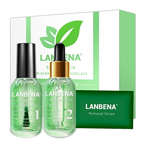 Product Cover Blackhead Remover, LANBENA Blackhead Removing Kit, 3 in 1 Green Tea Oil Blackhead Removal Kit, 100 Pcs Blackhead Remover Mask Kit for Pores, Nose, Chins & Face