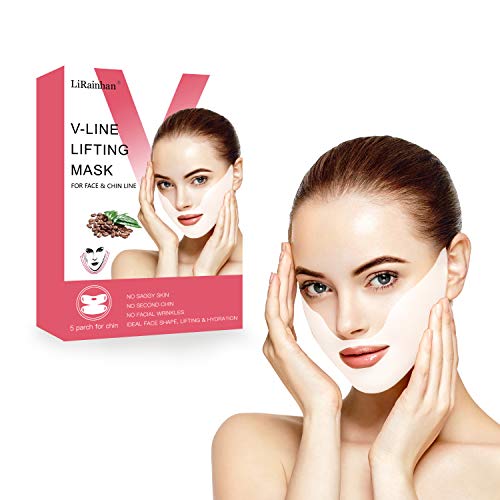 Product Cover V Line Face Mask Neck Mask Chin Up Patch Face Lift Double Chin Reducer V-Line Face Lifting Brand Contour Tightening Firming Moisturizing V Shape Chin Mask Neck Lift 5pcs