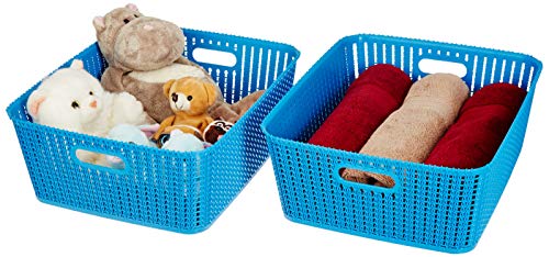 Product Cover Amazon Brand - Solimo Storage Basket, Set of 2, Large, Blue