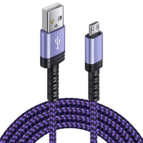 Product Cover Micro USB Charging Cable, 1 Pack 6.6FT Android Charger Cord Nylon Braided Fast Charging Cable Compatible Samsung Galaxy S6 S7 Edge,Kindle,Android & Windows Smartphones, PS4 and More-Purple