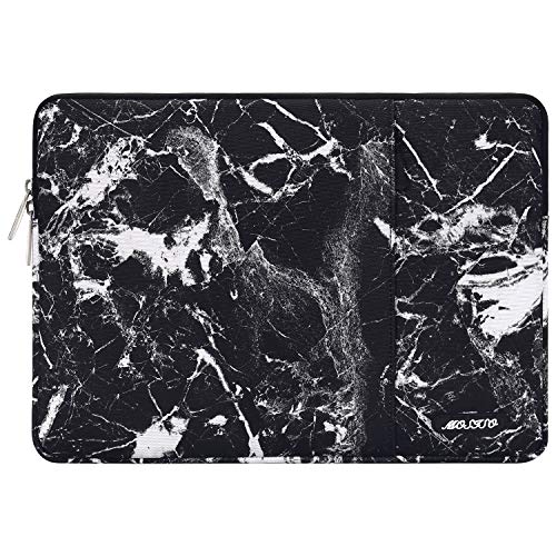 Product Cover MOSISO Laptop Sleeve Compatible with 2019 2018 MacBook Air 13 inch Retina Display A1932, 13 inch MacBook Pro A2159 A1989 A1706 A1708, Notebook, Polyester Vertical Bag with Pocket, Black Marble