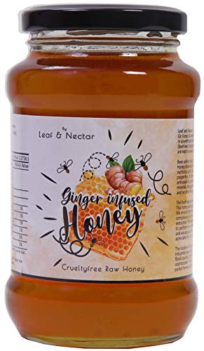 Product Cover Leaf & nectar Raw Organic Honey Glass Jar Infused with Ginger (530 g)