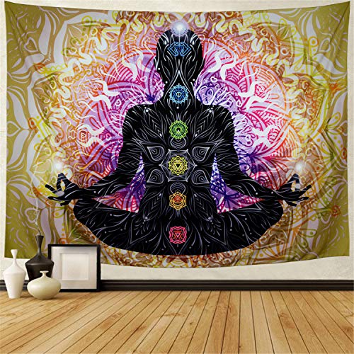Product Cover Lahasbja Seven Chakra Tapestry Yoga Meditation Tapestry Wall Hanging Colorful Mandala Wall Tapestry Indian Chakra Tapestries Decoration for Studio Room (XL/70.8