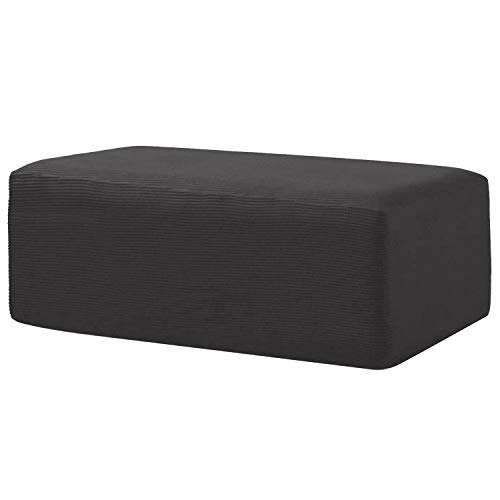 Product Cover RHF Ottoman Slipcovers Stretch Fabric Rectangle Folding Storage Ottoman Covers Footrest Rectangle slipcover with Elastic Bottom (Oversize, Darkgrey)