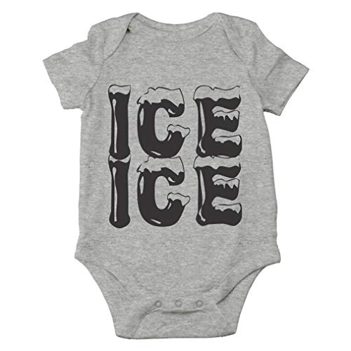 Product Cover AW Fashions Ice Ice Baby - Parody Cute Novelty Funny Infant One-Piece Baby Bodysuit (6 Months, Sports Grey)
