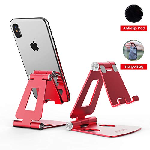 Product Cover Adjustable Cell Phone Stand, licheers Multi-Angle Cell Phone Holder, Cradle, Dock, Stand Compatible with Nintendo Switch, Phone 11 Pro Xs Max Xr X 8 7 6 6s Plus and 4-7 Inch Devices (Red)