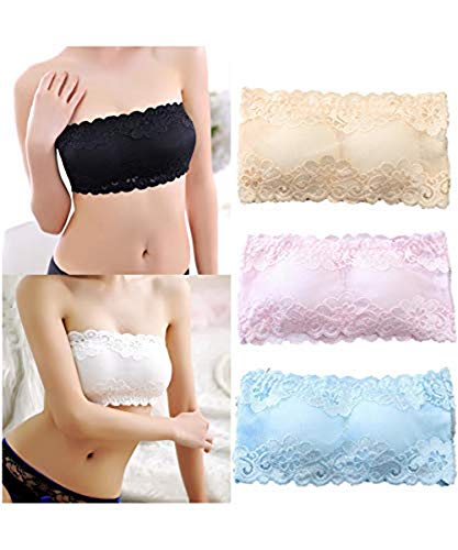 Product Cover Yirind Women Lace Seamless Tube Top Bra Breathable Strapless Bandeau Underwear Bras Black