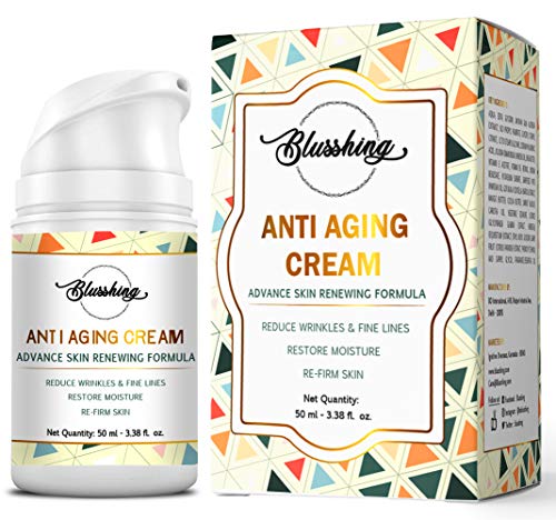 Product Cover BLUSSHING Advance Anti Aging Night & Day Cream 50GM-For Wrinkles,Fine Lines,Skin Brightning & Glowing.With Retinol,Vitamin C,E,Saffron and Hyaluronic Acid For Skin Hydrating,Firming,Tightning & Toning