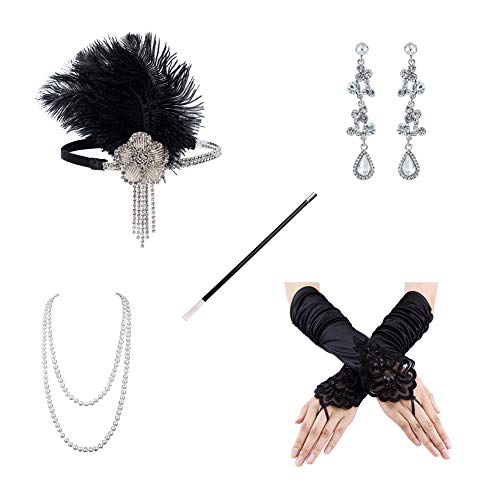 Product Cover Xuhan 1920s Flapper Accessories for Women Headband Earrings Necklace Gloves Cigarette Holder