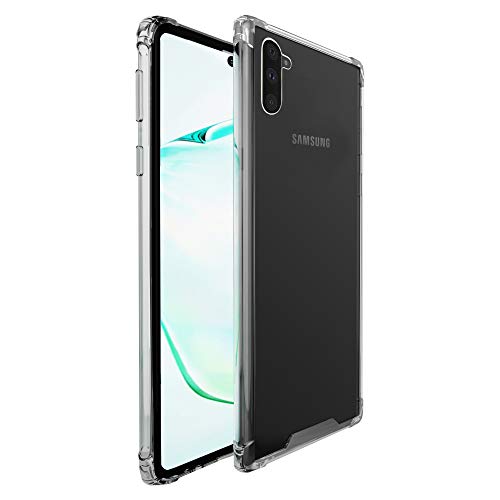 Product Cover amCase Samsung Galaxy Note 10 Clear Case, Hybrid Shock Absorbing TPU Frame and Rigid Back Plate Protective Case for Galaxy Note 10 (2019) - Clear