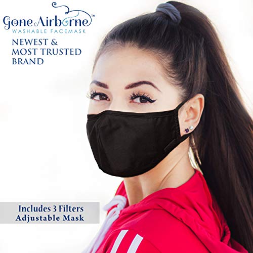 Product Cover Gone Airborne Anti-Pollution Air Filter Face Mouth Cotton Dustproof N95 Anti-Bacterial Washable Reusable Safety Mask Dust Mask (Black)