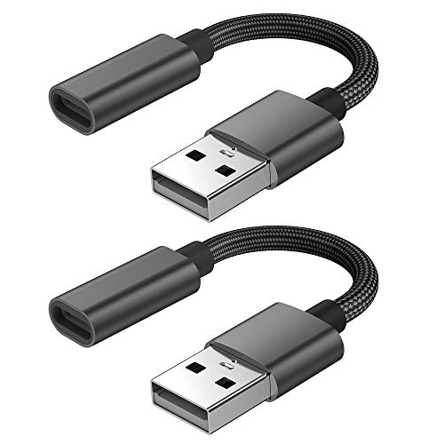 Product Cover USB C Female to USB Male Adapter (Upgraded Version) (2-Packs), KUXIYAN Type C to USB A Adapter, Compatible with Laptops, Power Banks, Chargers, and More Devices with Standard USB A Ports (Black)