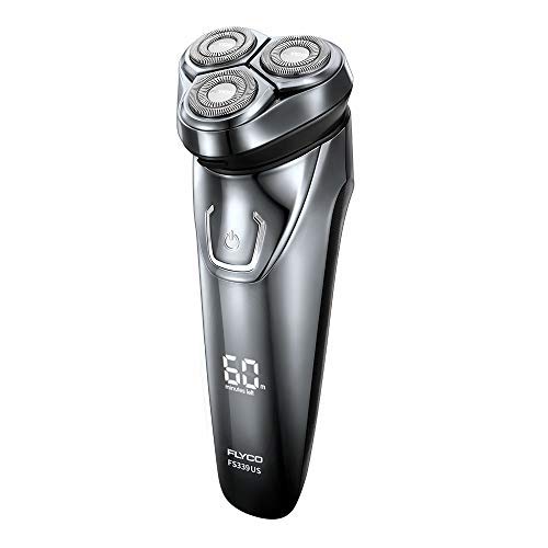 Product Cover FLYCO Electric Razor Rotary Shaver for Men Cordless Rechargeable Shavers Mens Close Cut Wet & Dry Razors with Pop-up Trimmer, IPX7 Waterproof, 60 Minutes Shaving, Intelligent Time Display, Storage Bag