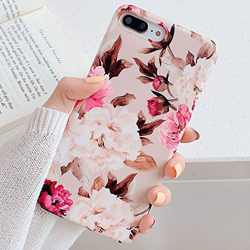 Product Cover YeLoveHaw iPhone 8 Plus / 7 Plus Case for Girls, Flexible Soft Slim Fit Full-Around Protective Cute Phone Case Cover with Purple & White Vintage Floral Pattern for iPhone 7Plus / 8Plus (Retro Yellow)