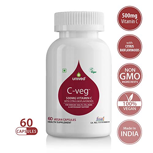 Product Cover Unived C-veg, 500mg Vegan Vitamin C with Citrus Bioflavonoids, Immune Health, Collagen, Antioxidant Support, 60 Vegan Caps