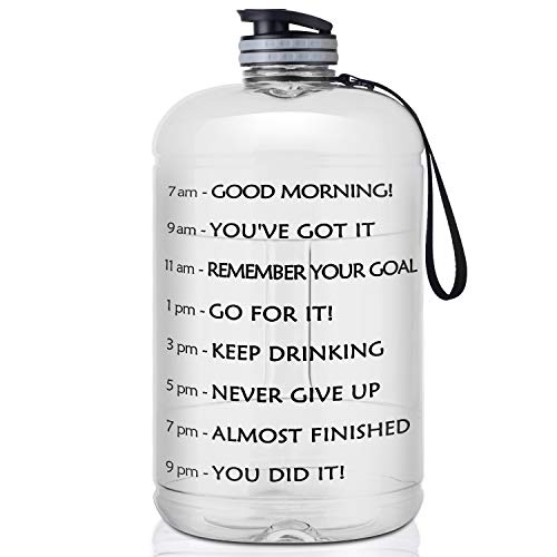 Product Cover FRETREE Gallon Water Bottle Portable Water Jug - Fitness Sports Daily Water Bottle with Motivational Time Marker, Leak-Proof Gym Bottle for Outdoor Camping