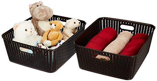 Product Cover Amazon Brand - Solimo Storage Basket, Set of 2, Large, Brown