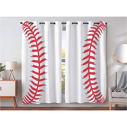 Product Cover KLRI Curtains Blackout (2 Panel) Top Grommet Window Coverings Darkening 42 x 63 Inch Sports Baseball