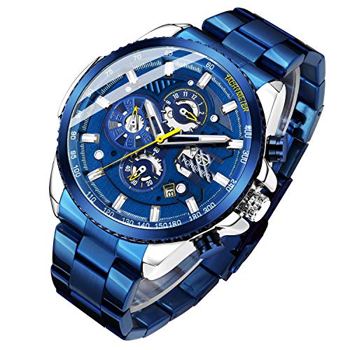 Product Cover Gute Mens Luxury Automatic Mechanical Skeleton Wrist Watches Stainless Steel with Week Function self-Winding Watch