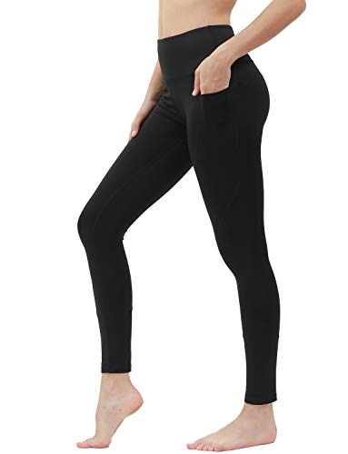 Product Cover Liangxing Women Yoga Pants High Waist Workout Running Leggings w Pockets Black S