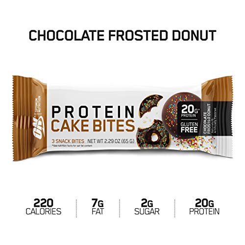 Product Cover Optimum Nutrition Optimum Nutrition Protein Cake Bites/Whipped Protein Bars, Chocolate Frosted Donut (12 Count of 2.22 oz Bars), 26.94 oz