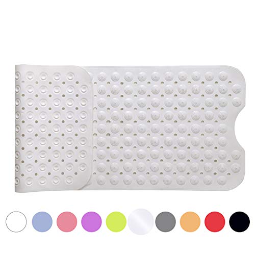 Product Cover PureFit Non Slip Bath Mat for Tub - Machine Washable, Rubber Non Slip/Skid Bathtub Shower Mat with Suction Cups, Drain Holes, Foot Massage Scrubber for Kids and Adults (40 X 15.5 inch, White)