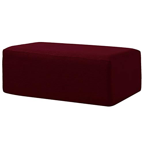 Product Cover RHF Ottoman Slipcovers Stretch Fabric Rectangle Folding Storage Ottoman Covers Footrest Rectangle slipcover with Elastic Bottom (Oversize, Burgundy)
