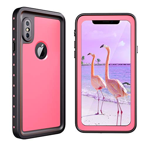 Product Cover meritcase iPhone X/Xs Waterproof Case, IP68 Underwater Shockproof Dustproof Snowproof Full Body Protective Phone Case with Screen Protector for Apple iPhone X/Xs (Pink)