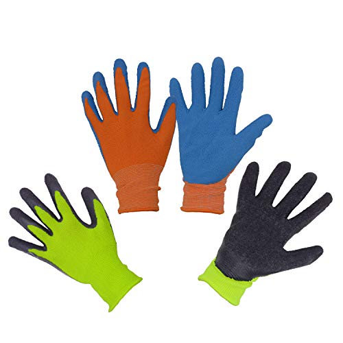 Product Cover Kids Gardening Gripper Gloves for age 3-13, 2 Pairs Foam Rubber Coated Garden Gloves for girls boys (Size 5 (age 9-10))