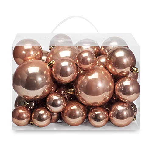 Product Cover AMS Christmas Ball Plating Ornaments Tree Collection for Holiday Parties Decoration (40ct Pearl, Rose Gold)