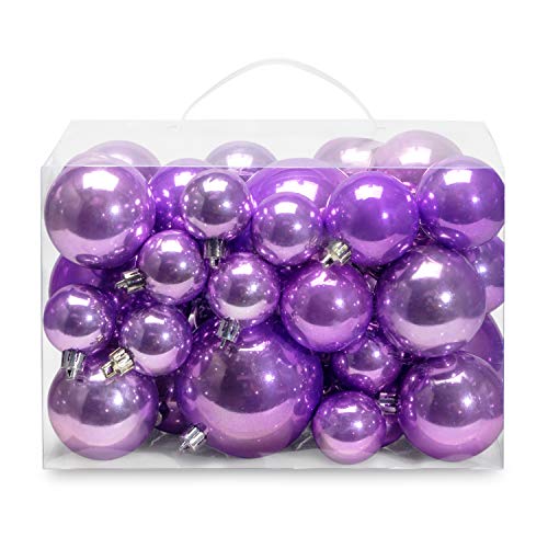 Product Cover AMS Christmas Ball Plating Ornaments Tree Collection for Holiday Parties Decoration (40ct Pearl, Light Purple)