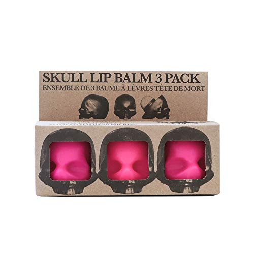 Product Cover Rebels Refinery Capital Vices Skull-Shaped Lip Balm for Shine-Free Moisturizing - Mint Flavor, Pack of 3 - Vitamin E Antioxidant and Coconut & Sweet Almond Oil Extracts Nourish Chapped Lips - Pink