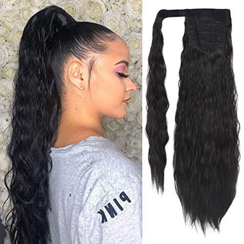 Product Cover SEIKEA Clip in Ponytail Extension Wrap Around for Women Long Wavy Curly Hair Fluffy Pony Tail 24 Inch - Black