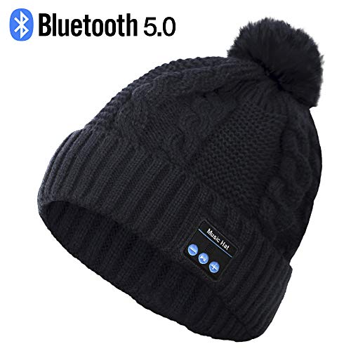 Product Cover Bluetooth Hat, Wireless Headphone Beanie, Gifts for Women, Pom Pom Beanie with Bluetooth Speakers, Bobble Hat with Wireless Headphones, Best Gifts for Teenagers, Women, Lovers