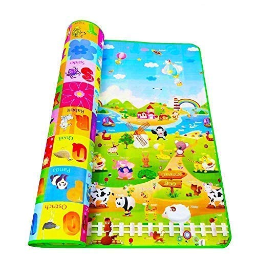 Product Cover Piesome Waterproof; Anti Skid; Double Sided Baby Crawling Playmat for Picnic Play School Home (Multicolour; Large Size -120 x 180 cm)