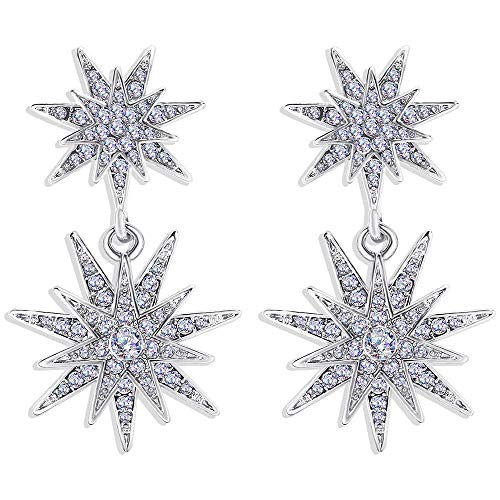 Product Cover Starburst Dangle Drop Earrings Crystal Hexagram Star Stud Statement Dangle Earrings Wedding Earrings for Women